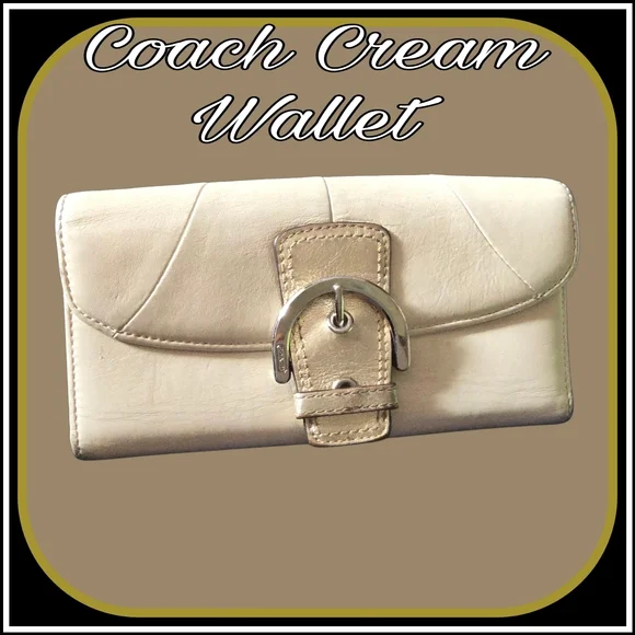 Elegant Coach Wallet~ Cream Wallet, Buckle Design~EUC - Picture 1 of 9